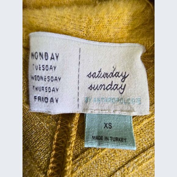 Anthropologie Saturday Sunday Cardigan Sweater Fleece Soft Mustard Yellow XS - Picture 4 of 8